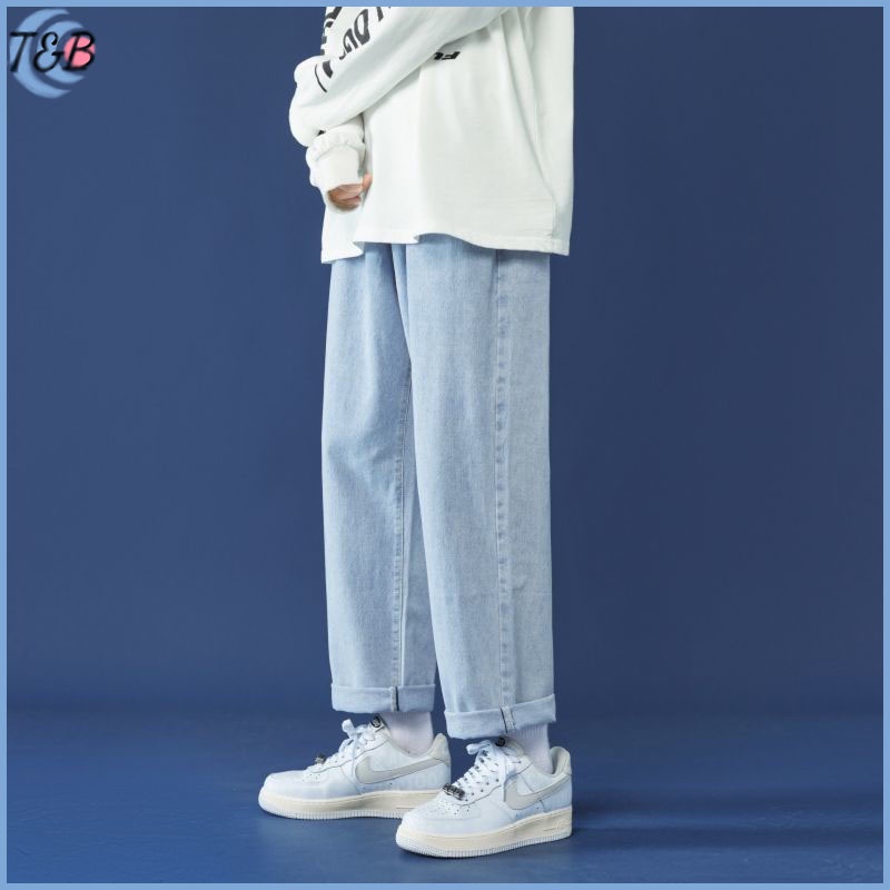 Celana longgar pria celana lebar pria celana kasual celana jeans panjang celana jens pria riped jeans pria celana jeans korea pria Jeans pria Korean