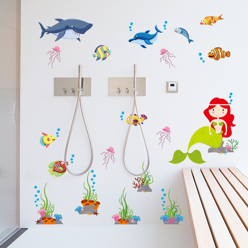 RELIZA Wall Sticker / Stiker Dinding 60X90 IKAN PAUS HIU FISH TOILET KAMAR MANDI JM7262