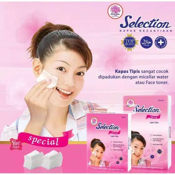 Kapas Selection Facial Cotton / Kapas Bulat Round/ Kapas Special Tipis Pembersih Wajah Bulat | Kotak | Cotton Bud