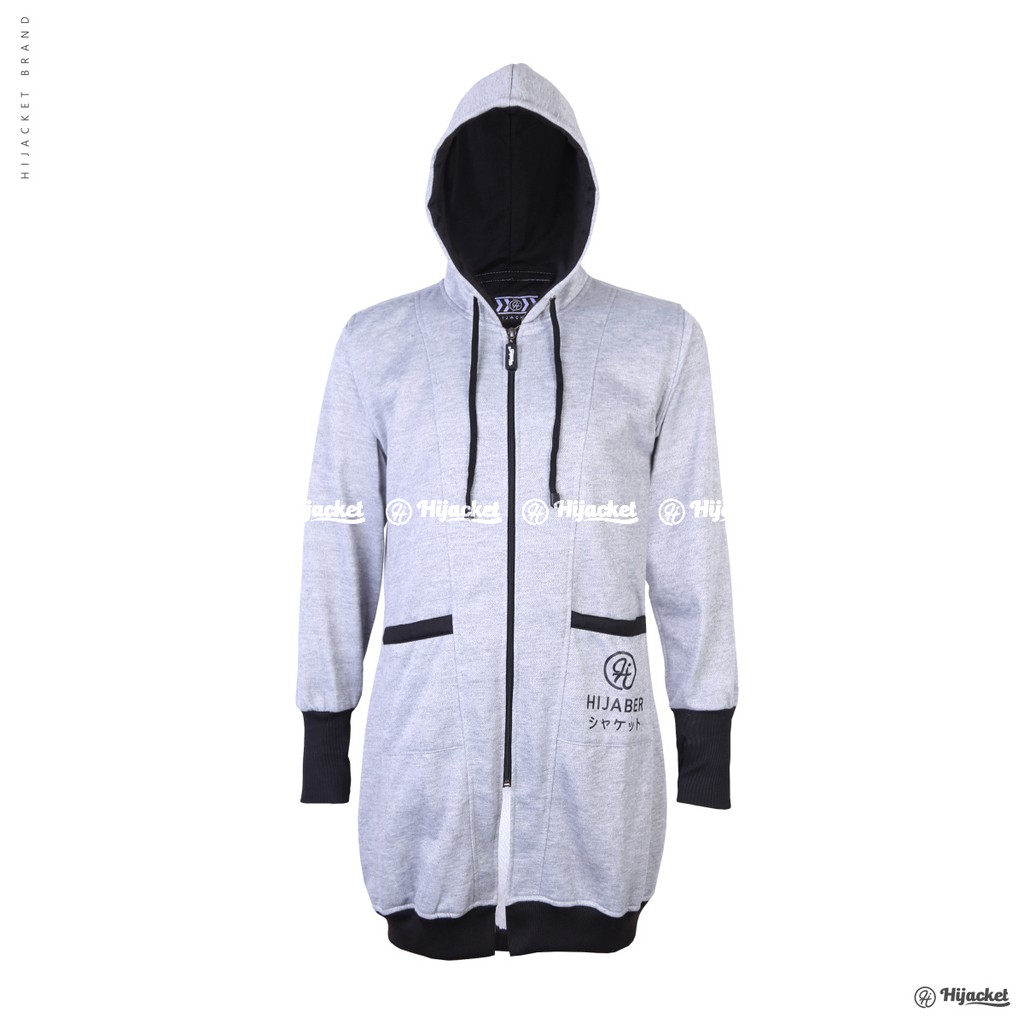 HIJACKET ORIGINAL YUKATA ❤️ HIJAKET JAKET MUSLIMAH PANJANG TEBAL ADEM NYAMAN BISA COD-Grey