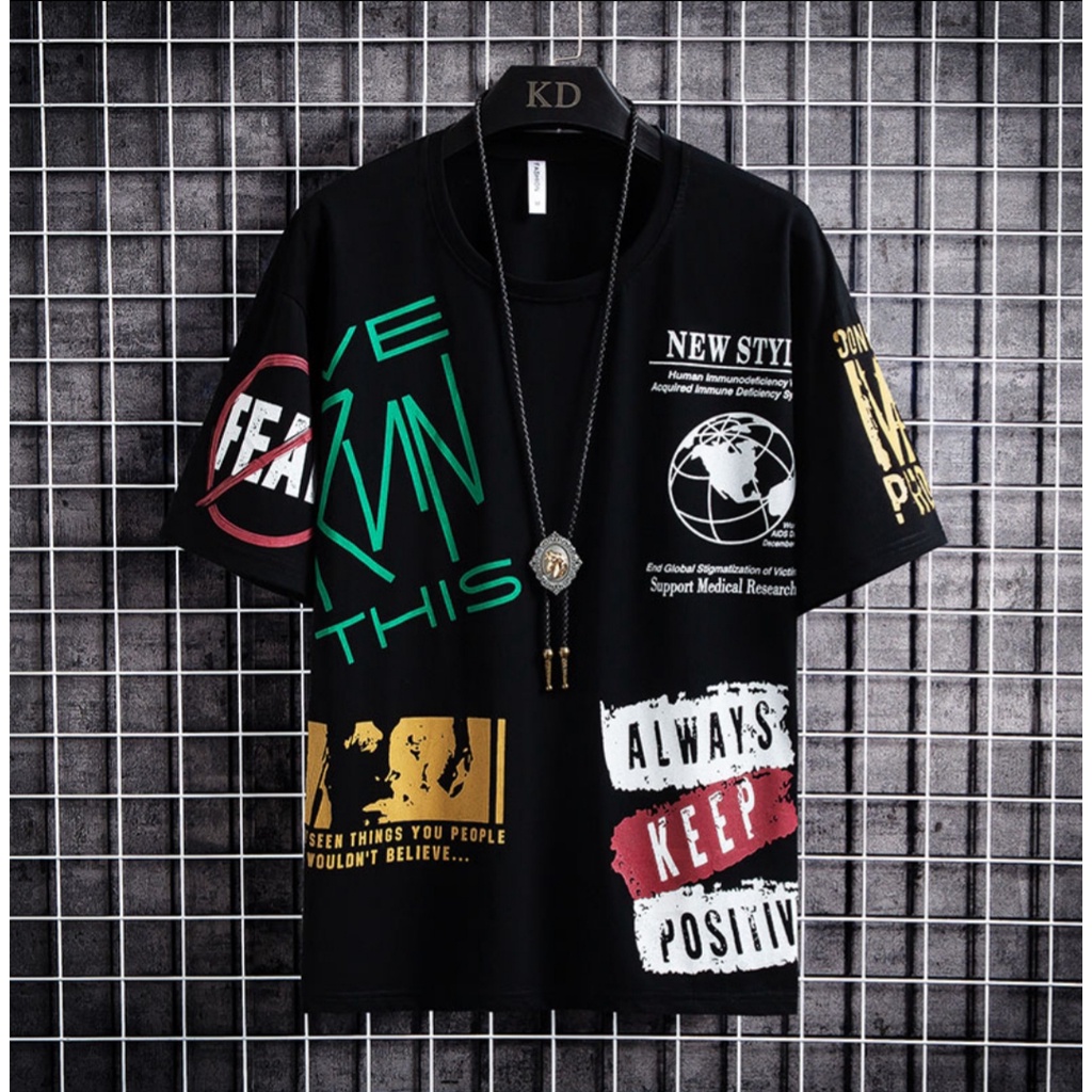 AmsPro - Baju Atasan Pria Genri Lengan Pendek Baju Distro Trendi Pria Fashion Pria