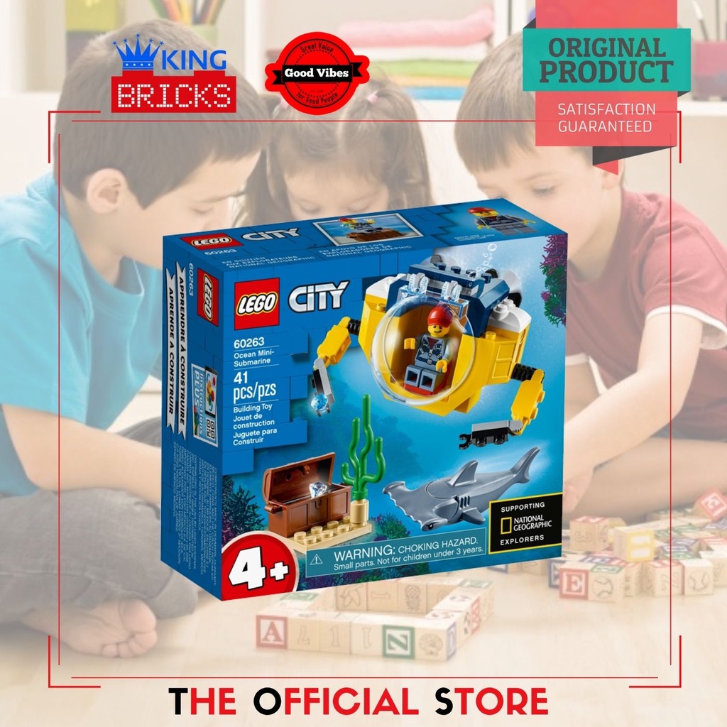 LEGO Original CITY 60263 Ocean Mini-Submarine - Mainan Anak Edukasi Lego Kreatif Lego Kapal Selam