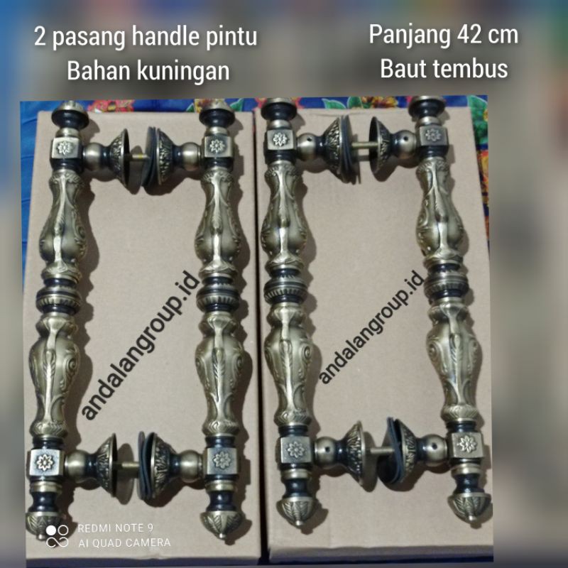 handel pintu rumah klasik antik kuningan / 2 pasang