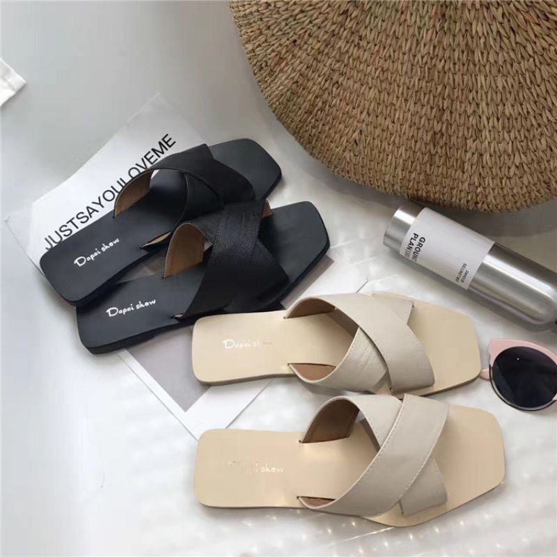 SANDAL WANITA SLIP ON KOREA MURAH SANTAI