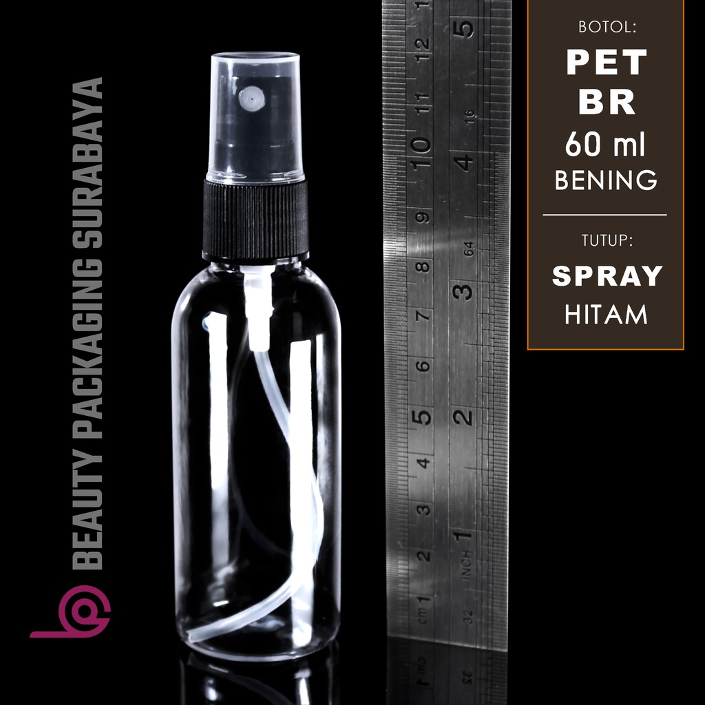 Botol Plastik PET 60ml BR Bening Tutup Spray