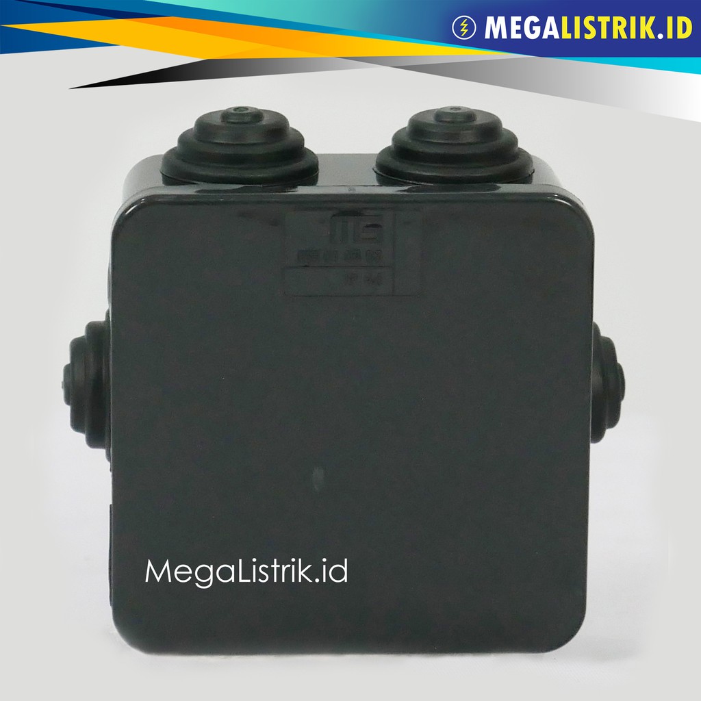 MG JUNCTION BOX KOTAK 80 X 80 X 40 HITAM 6 LUBANG / OB DOS PERSEGI 80X80X40 MM 6W IP44 BLACK DURADUS