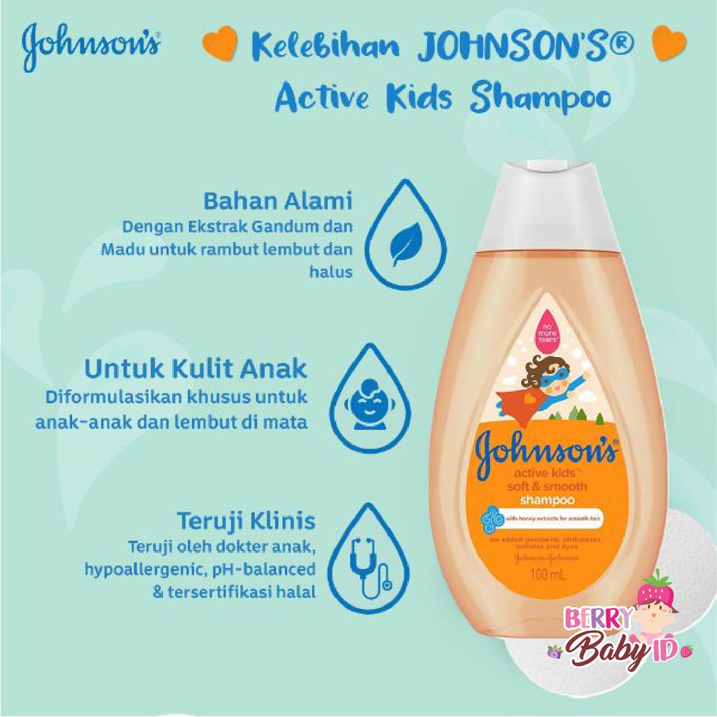 Johnson's Kids Active Shampoo Shampo Anak Johnsons 200ml Berry Mart