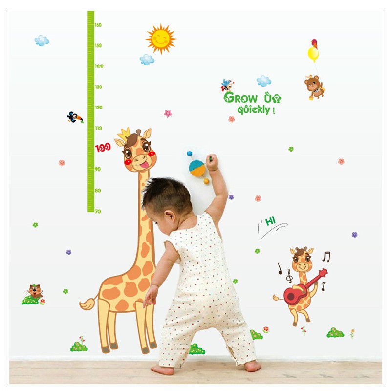 RELIZA WALL STICKER PENGUKUR TINGGI BADAN JERAPAH ANAK GROW UP QUICKLY STIKER DINDING SK9141