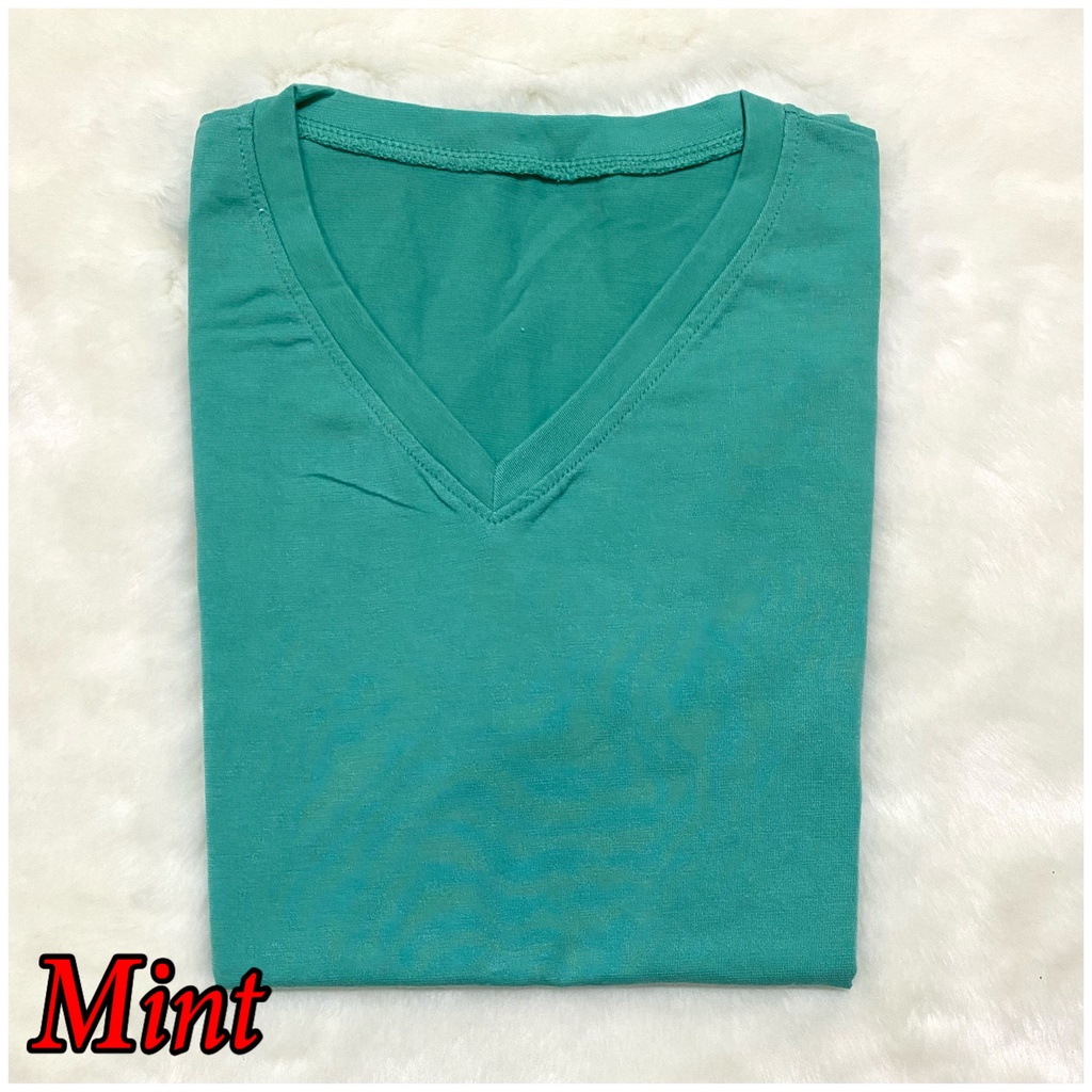 V-NECK JUMBO XXL Panjang / Kaos Polos Basic Vneck Panjang /  t-shirt / Atasan Pakaian Wanita Murah-TPJ XXL - MINT