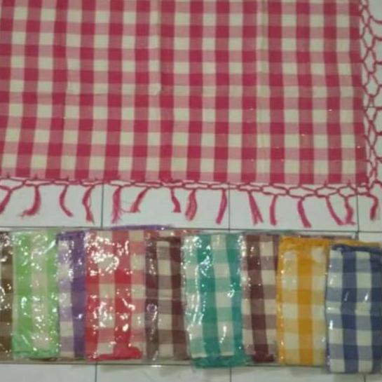 HYB Taplak Meja Tamu Kain Tenun Kotak Kotak .