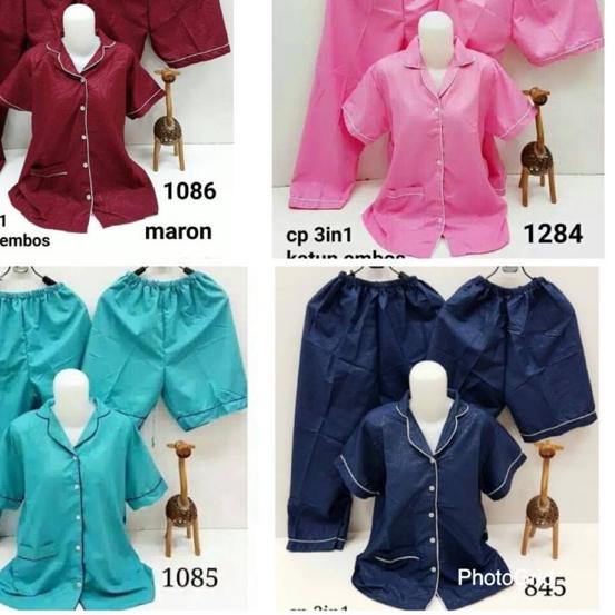 NEW PRODUCT  7.7 BAJU TIDUR PIYAMA 3 IN 1 EMBOS [KODE 768]