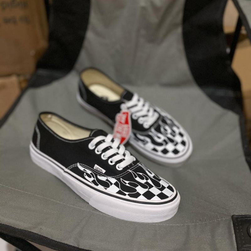 Vans Authentic Flame Checkerboard Black white original