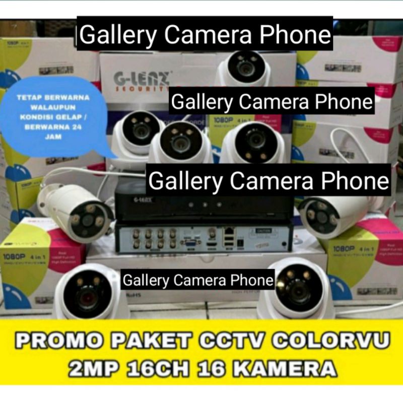 PAKET CCTV COLORVU 2MP 16 CHANEL 16 KAMERA FULL HD 1080P KOMPLIT 2TB