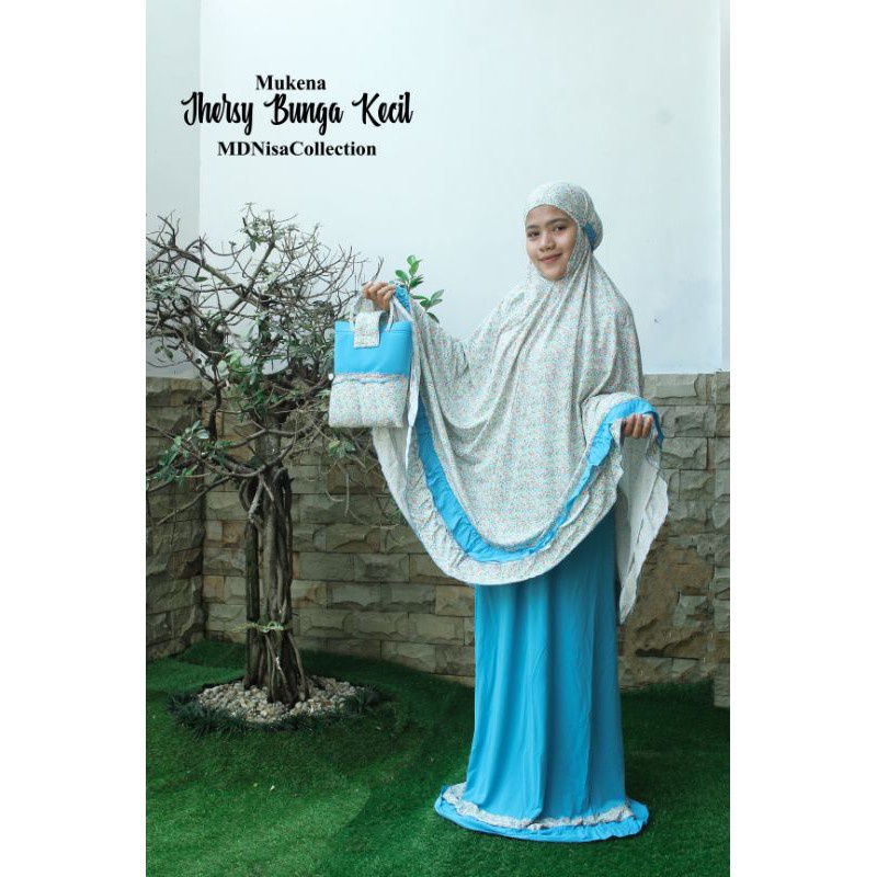 Mukena Traveling Mukena Dewasa Mukena Dewasa Jersey Spandek Sutra Motif bunga kecil Alat Sholat Wani