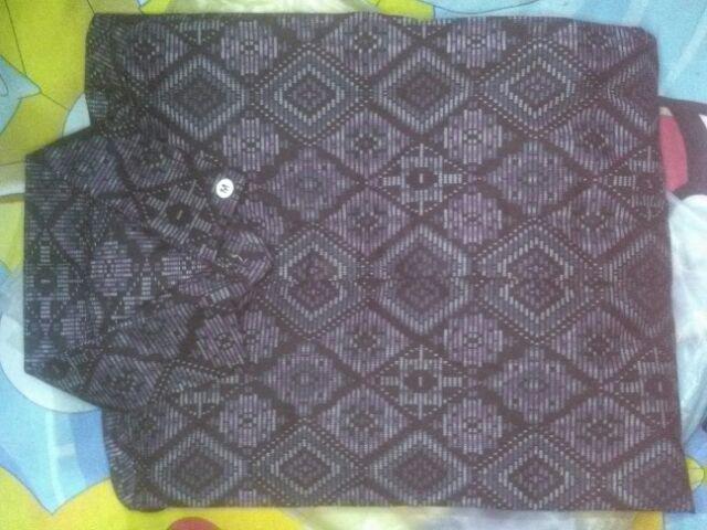 Credomenstore Kemeja Batik Pria Lengan Panjang Ungu / Baju Songket Cowok