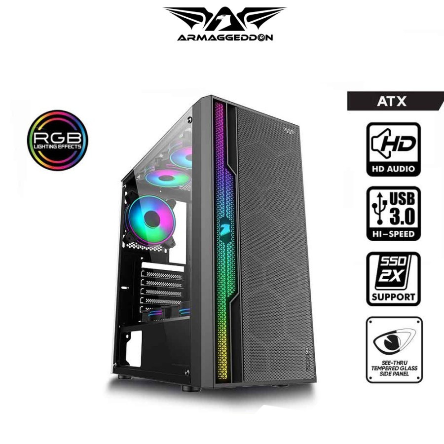 Armaggeddon Nimitz N9 ATX Gaming PC Case Tempered Glass Side Panel