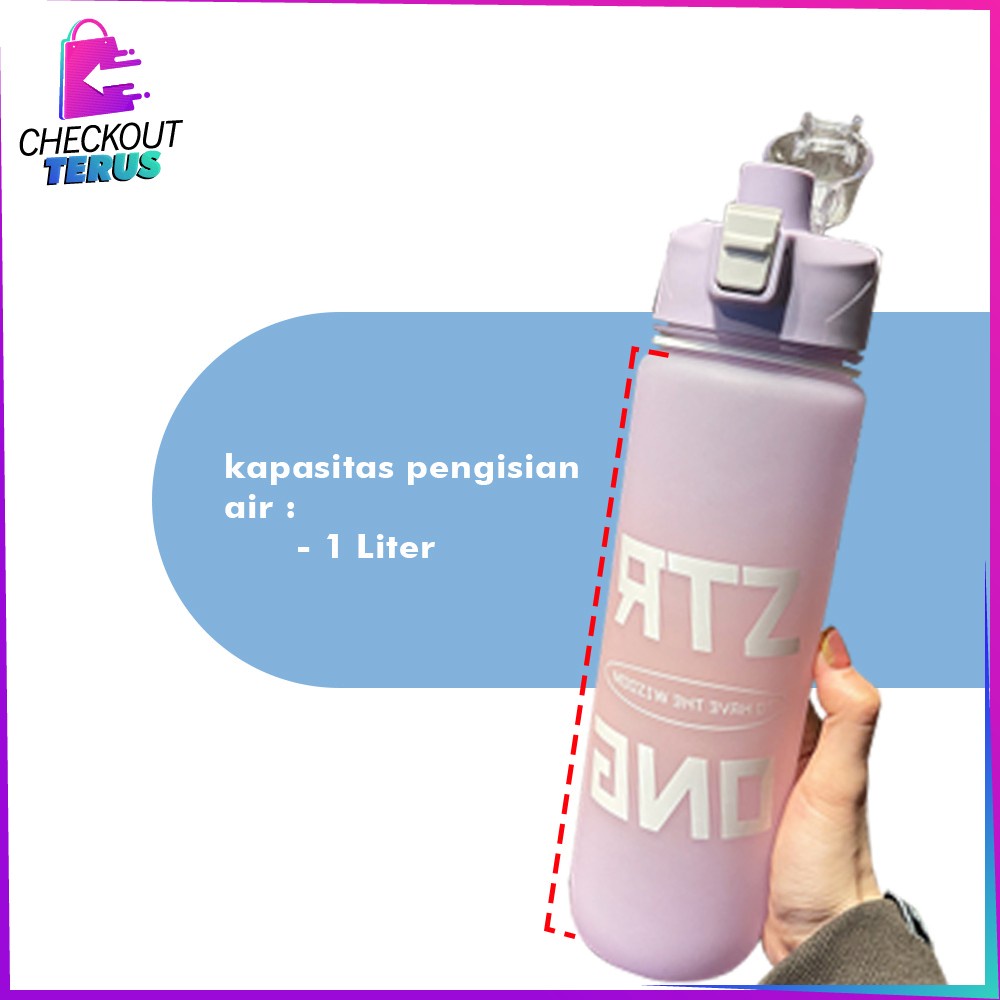 CT C580 C588 Bottle Botol Minum Tumblr Air 1 Liter Botol MinumTumbler Olahraga Botol Motivasi dengan Tutup Flip