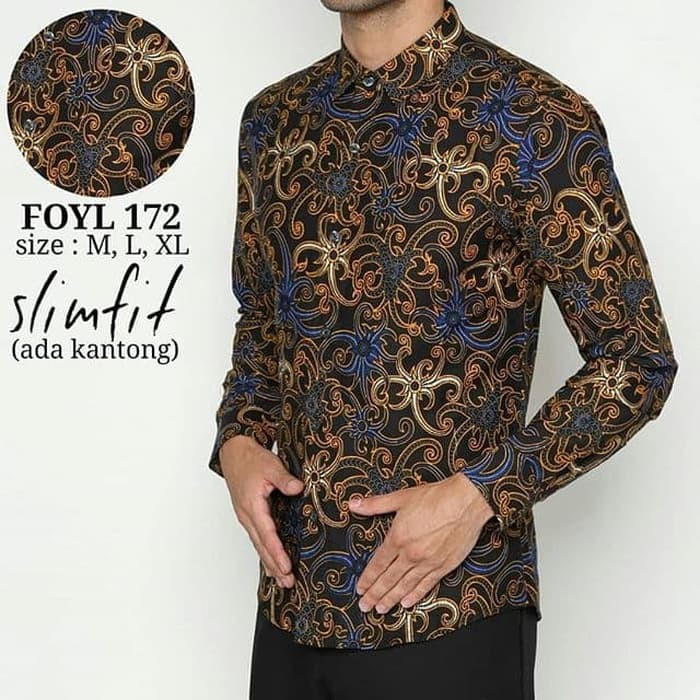  BAJU  BATIK  PRIA  SLIM FIT LENGAN PANJANG KUALITAS MALL 