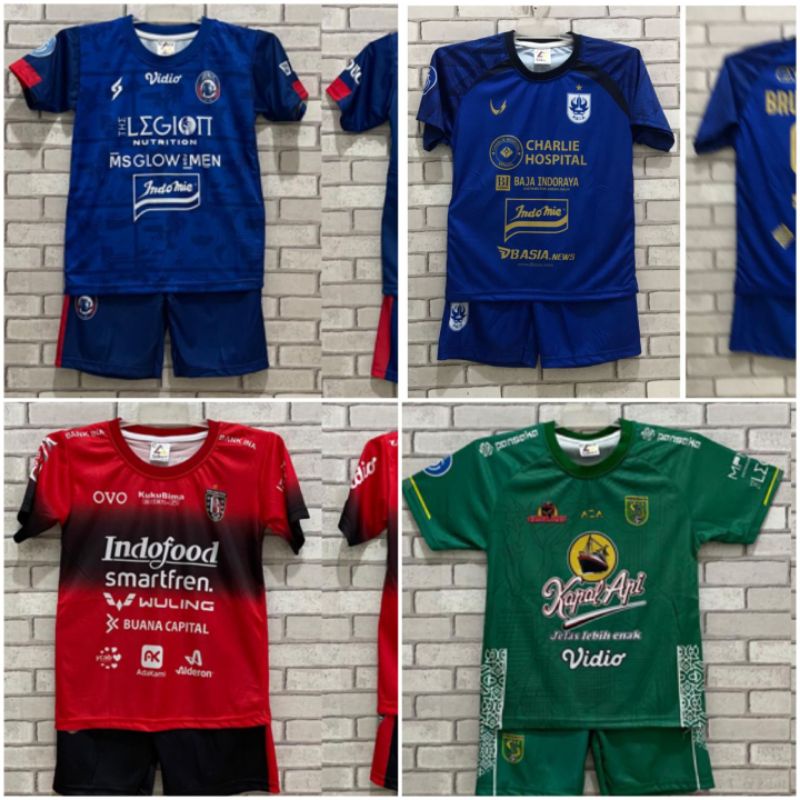 Setelan Jersey Anak liga indonesia Persebaya Bali united Persib Psis Persela Arema Pss sleman persija printing murah