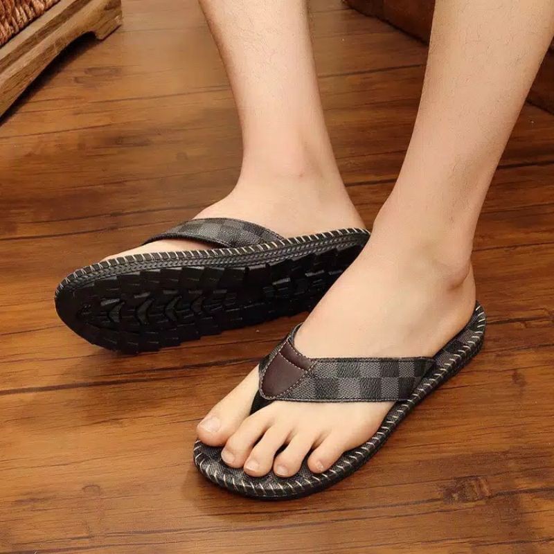 Lutton _ Sandal japit mild tres tan , hitam , putih presiden joe biden