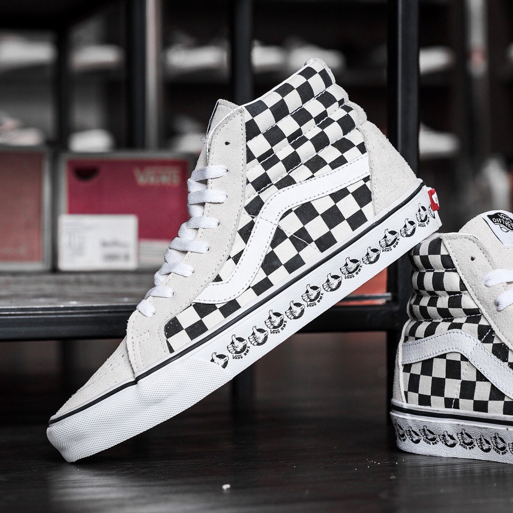 VANS SK8-HI REISSUE BMX CHECKERBOARD WHITE/BLACK ORIGINAL 100%