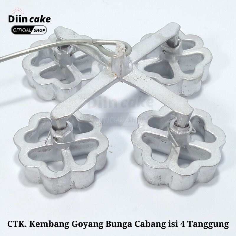 Cetakan Kue Kembang Goyang Bentuk Bunga / Bintang Cabang Gandeng isi 4 Diameter 5 cm