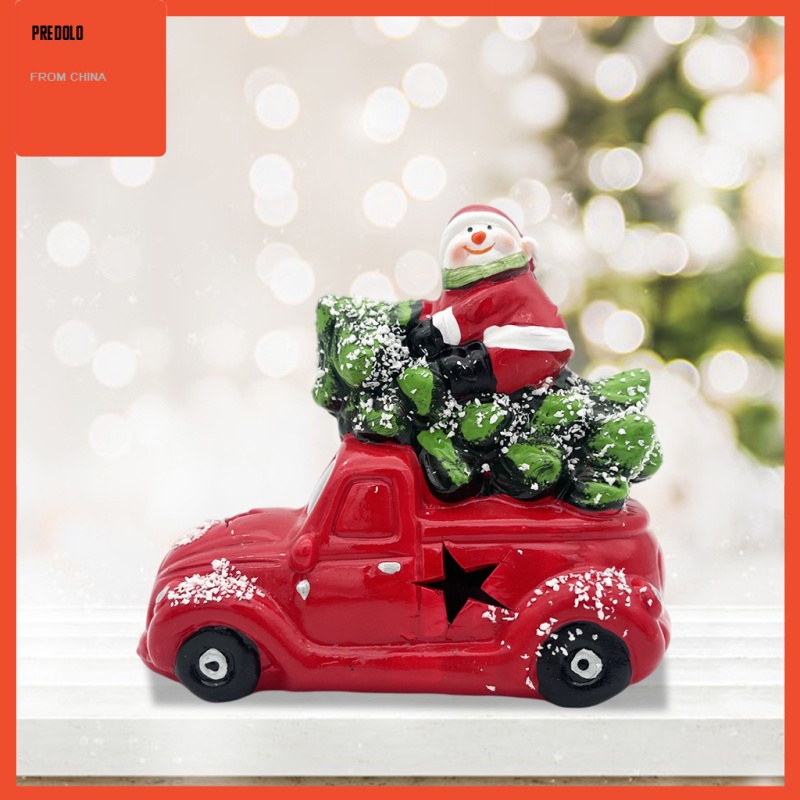 [In Stock] Xmas Christmas Truck Toy Ornaments with Light Decoration Ceramics Ornaments with Battery Festival