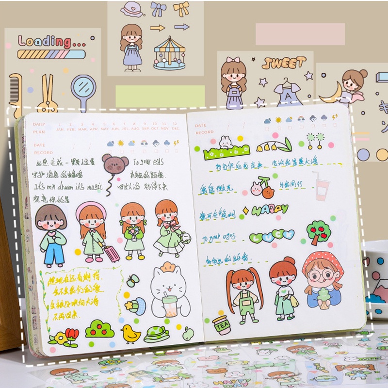 20 / 100 Lembar Stiker Desain Kawaii Untuk Dekorasi Scrapbook