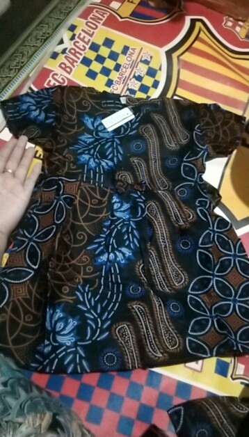 Promo Batik Couple Keluarga Sarimbit Sania Ruffle Batik Ori Ndoro Jowi Motif Seno Biru