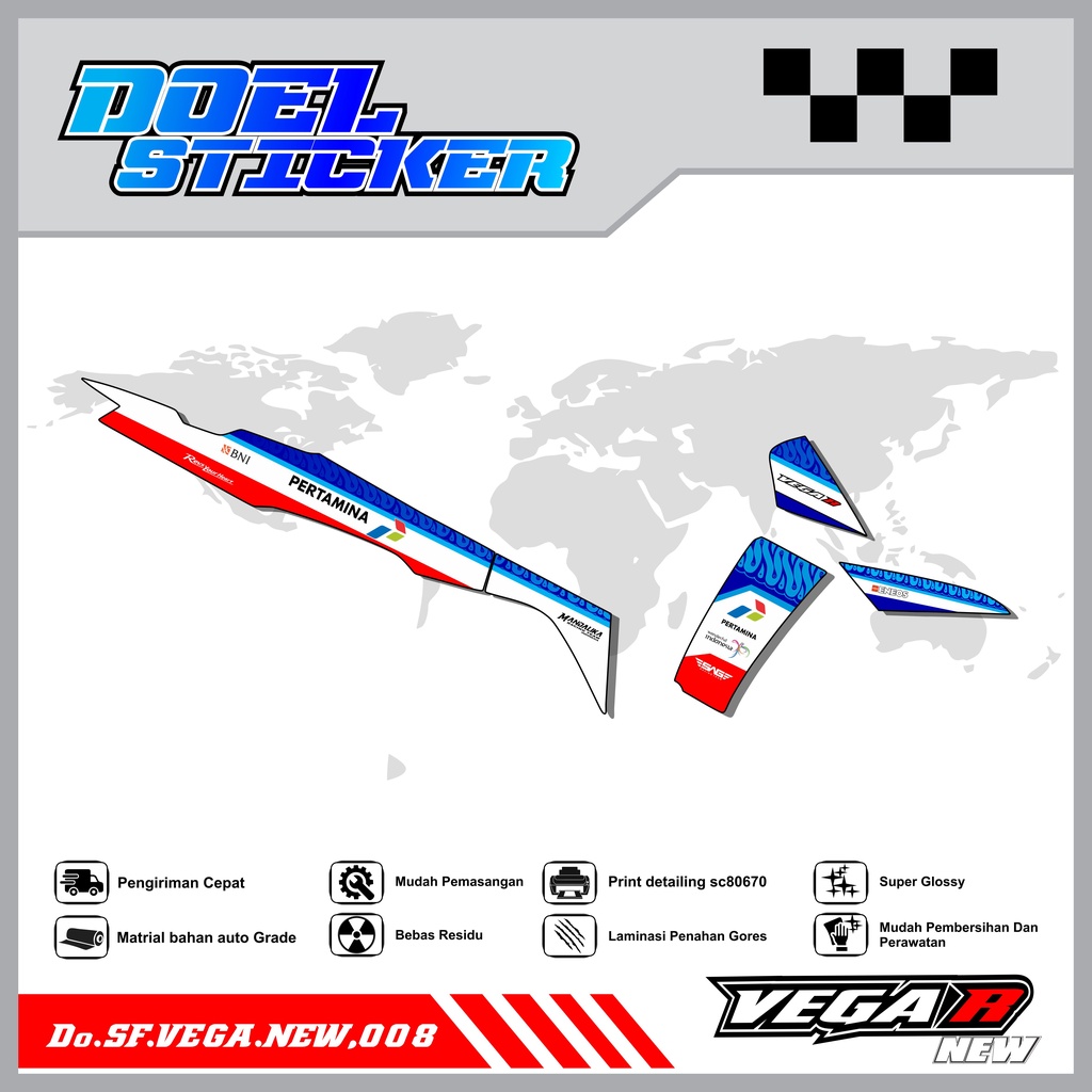 Sticker Striping Vega R New List Variasi Hologram , Crome Doel  008