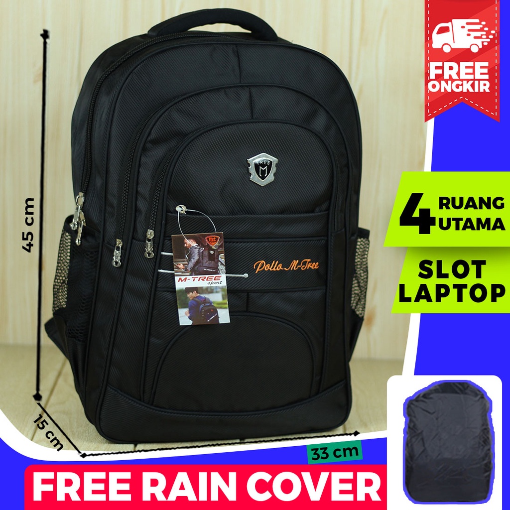 NEW BACKPACK PRIA WANITA Tas Ransel Pollo M Tree Hitam Cowok Cewek Tas Laptop Kuliah Kerja Murah