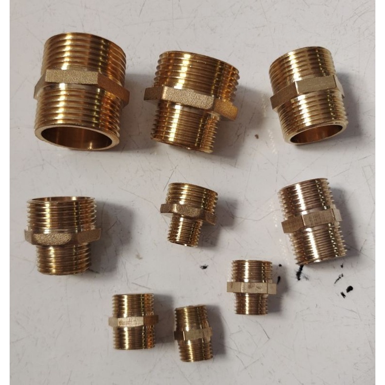 double nepel 3/8x3/8 Kuningan / double nepel Kuningan 3/8x3/8