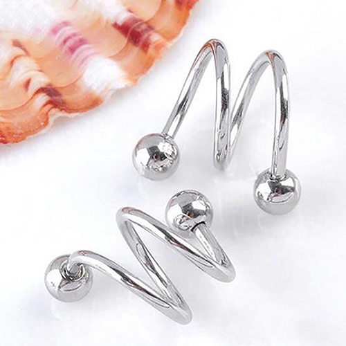 Cincin Tindik Telinga Bibir Hidung Tubuh Bentuk Spiral Bahan Stainless Steel Gaya Punk