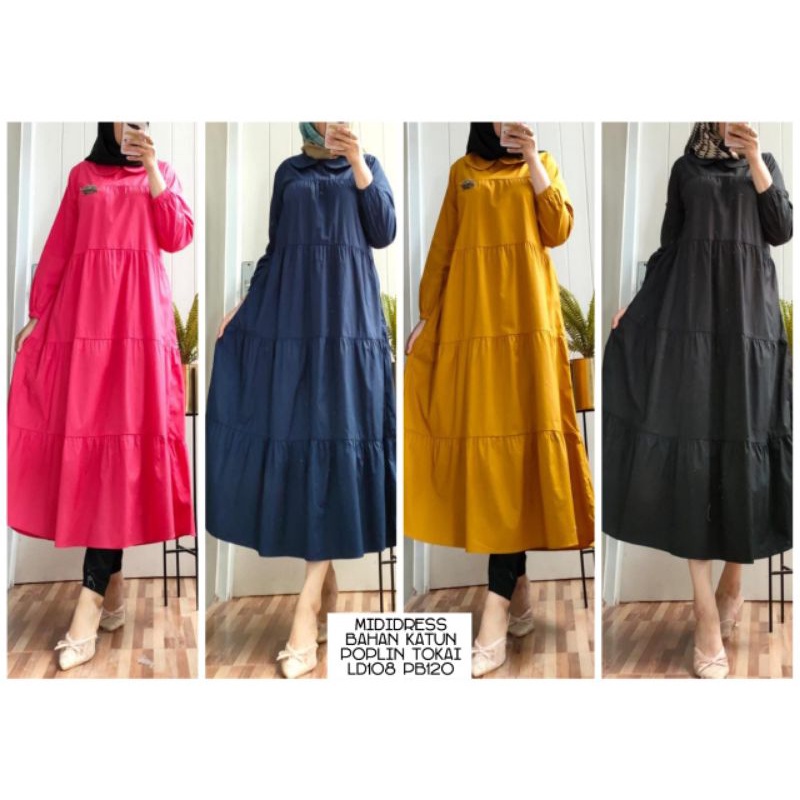 Midi Dress polos Katun Poplin