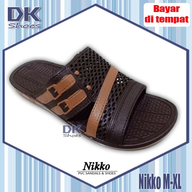 Nikko Sandal Selop Coklat M-XL / Sandal Karet PVC Laki Murah