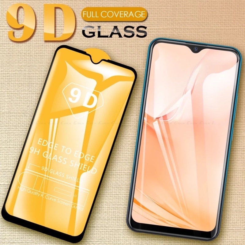 TEMPERED GLASS 9D FULL COVER VIVO Y02 Y01 Y16 Y22 Y22S Y15S Y35 Y31 Y21 Y21A Y21T Y21S 2021 Y11 Y12 Y12i Y15 Y17 Y19 Y20 Y12S Y20i Y20S Y30 Y30i Y50 ANTI GORES KACA FULL LEM