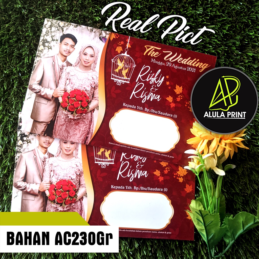 Jual Undangan Merah Maroon Model Terbaru Bahan Art Carton Glossy Tebal