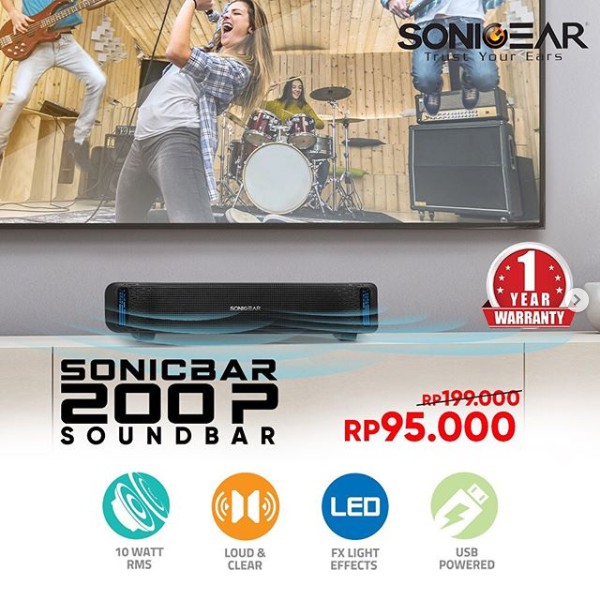 SonicGear 200P Powerful SoundBar Sonicbar with Brilliant Light Effect