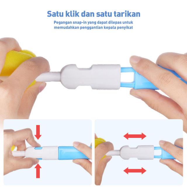 Sikat Sponge Pembersih Dot Botol Susu Bayi dan Gelas 6 in 1 / Sikat botol bayi