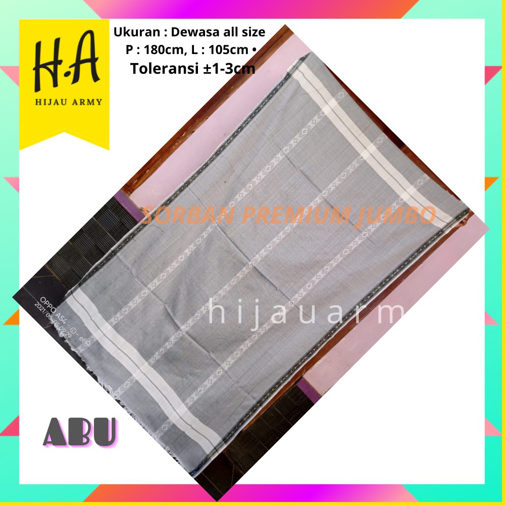 SORBAN PREMIUM IMAMAH SELENDANG PANJANG TEBAL JUMBO PAS MINA  PASMINA SORBAN SELENDANG SYAL-JUMBO ABU