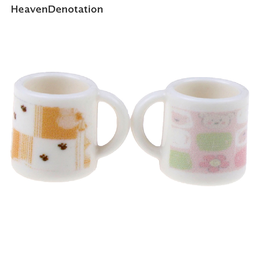 (Heavendenotation) 2pcs Miniatur Gelas Kopi / Teh Skala 1: 12 Untuk Dekorasi Rumah Boneka