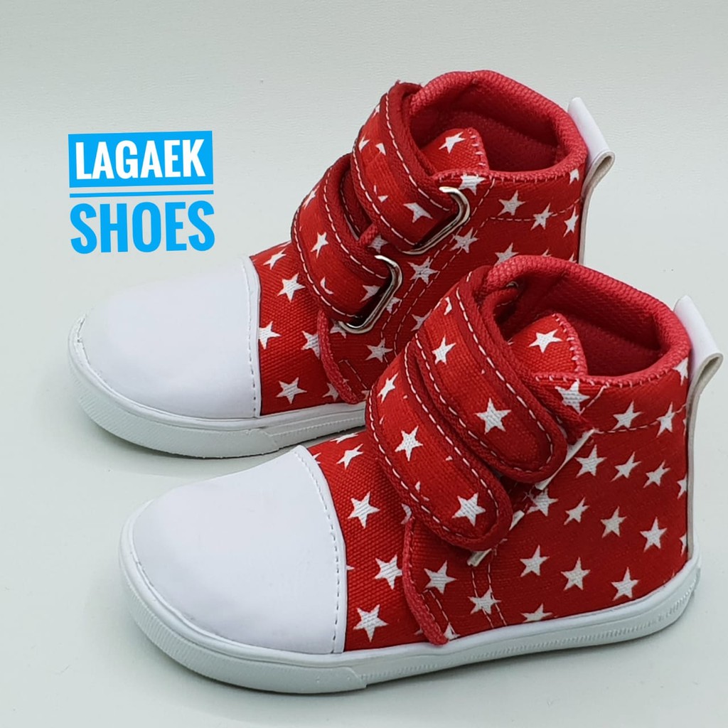 Sepatu Anak Boots Usia 2 Tahunan MERAH Bintang - Sepatu Anak Boots Star Size 25