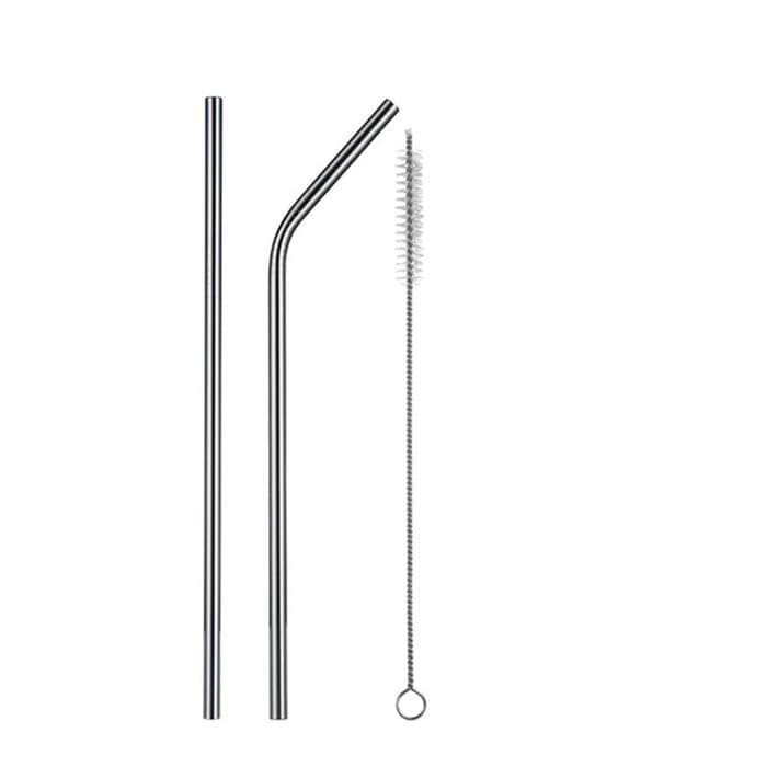 A90 Sedotan Stainless 3 In 1 Reusable Stainless Straw Set Steel + Pembersih