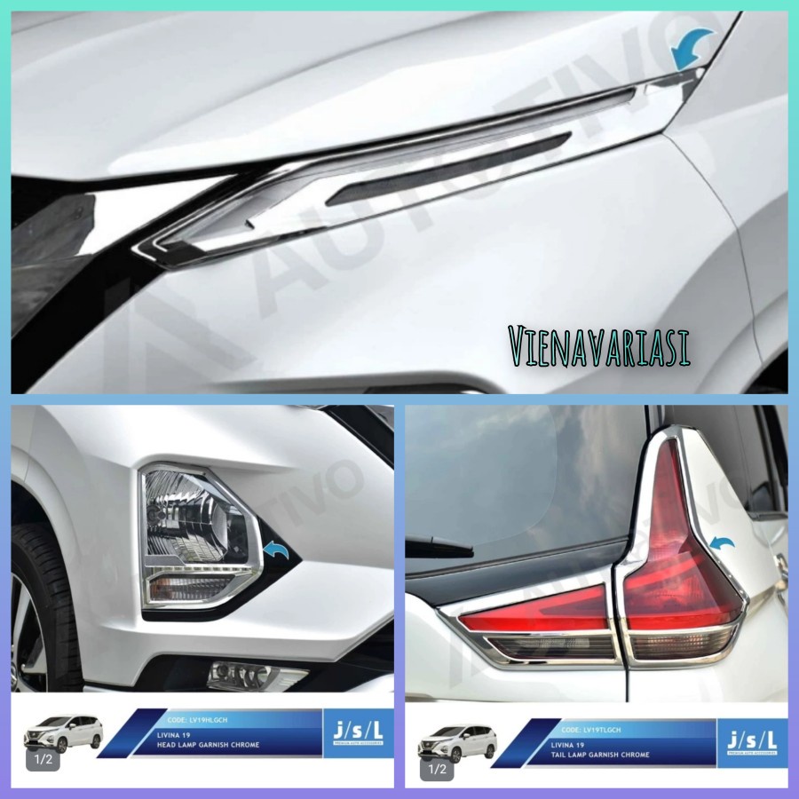 Paket Lis Garnish Depan Belakang All New Livina 2019 Chrome VARIASI Cover Lampu Mobil