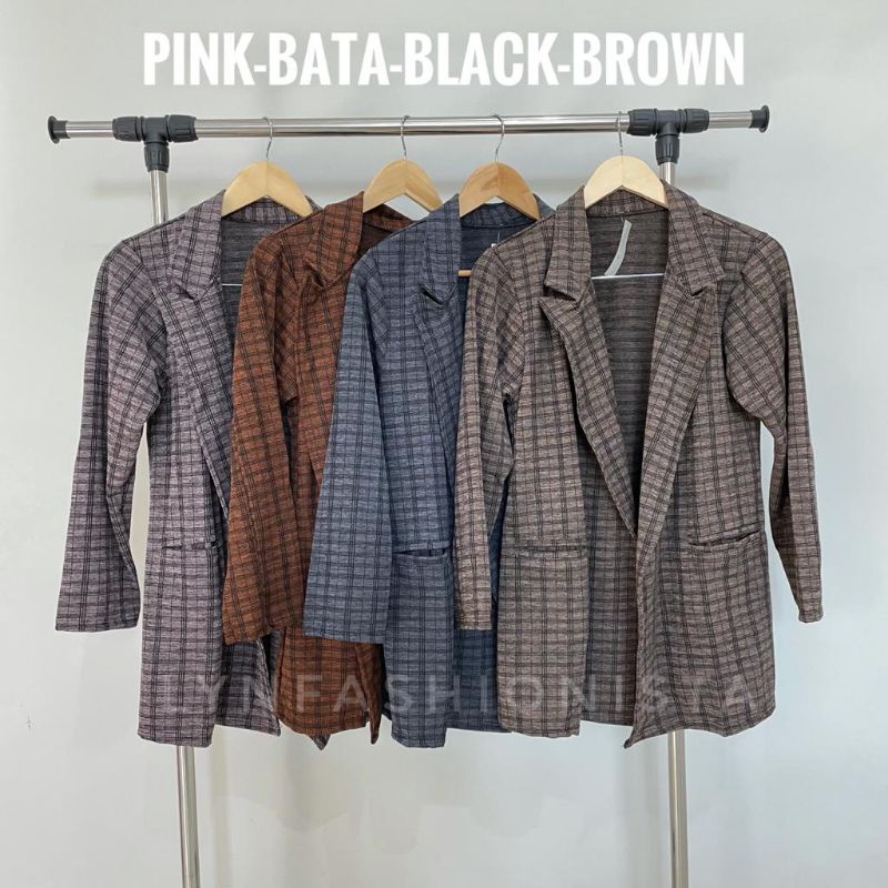 LYNFASHIONISTA-BLAZER WANITA PREMIUM/BLAZER KOREA KOTAK TARTAN/CARDIGAN OFFICE CASUAL/SONYA