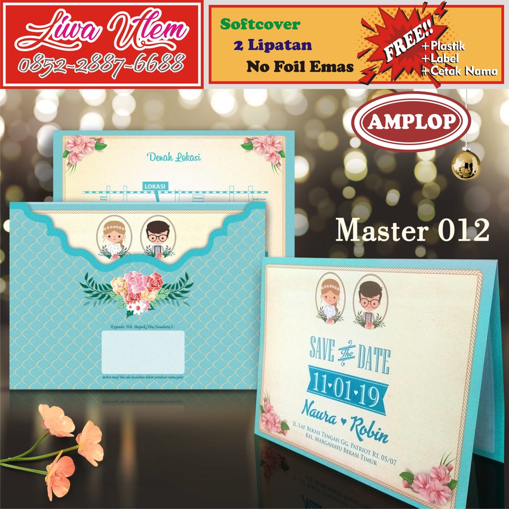 Undangan Amplop Minimalis Warna Biru Lucu
