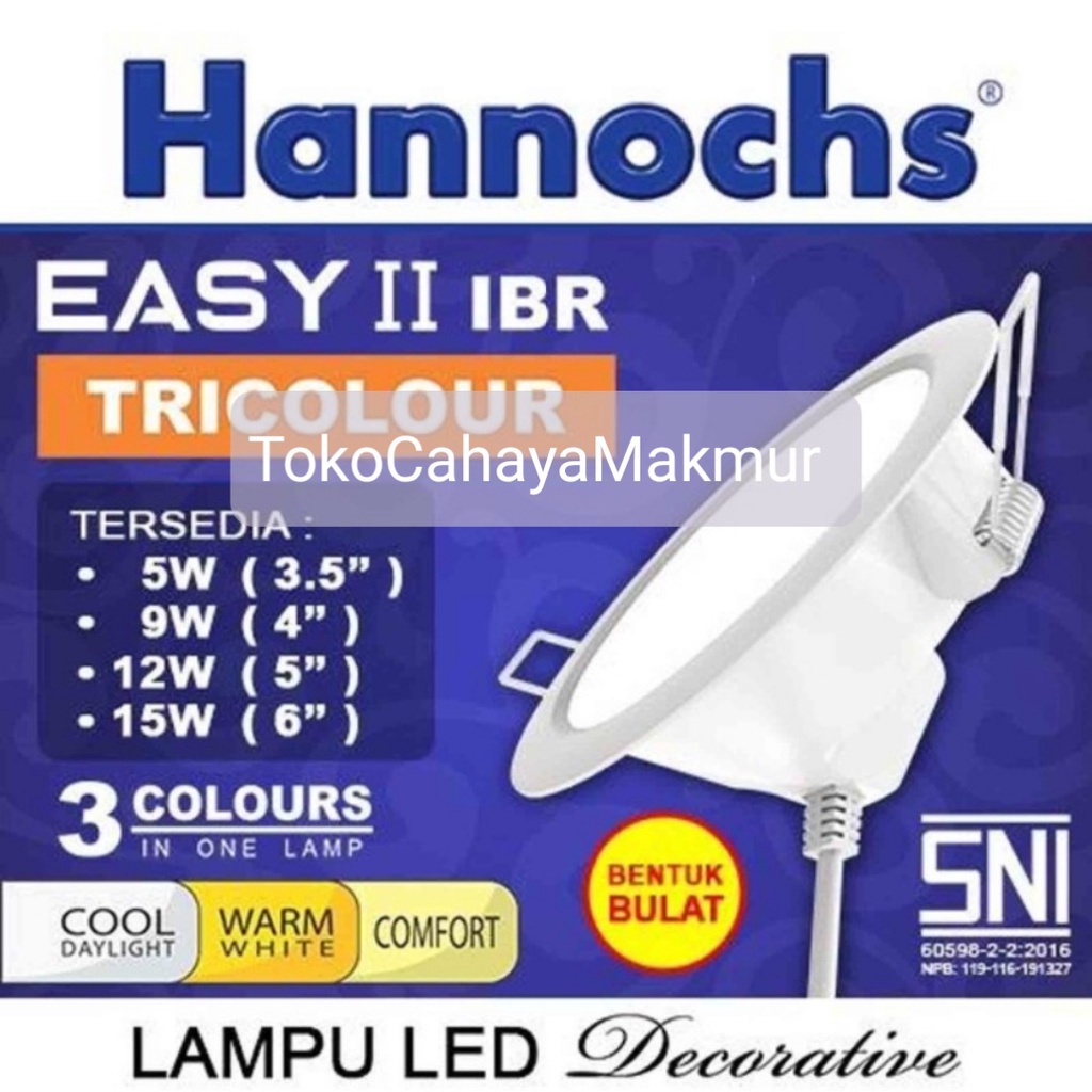 Lampu LED Downlight Hannochs Easy II IBR Round Bulat 3w,5w,9w,12w,15w Tricolour