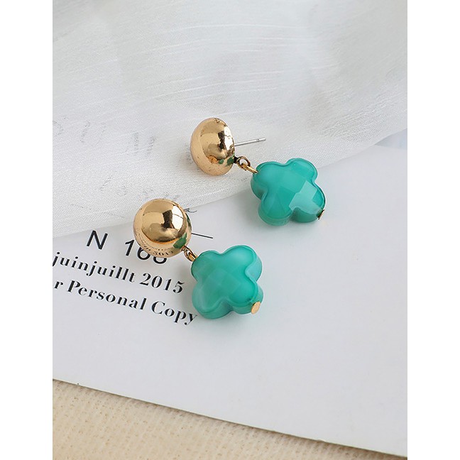 LRC Anting Tusuk Fashion Alloy Resin Four-leaf Clover Earrings K70291