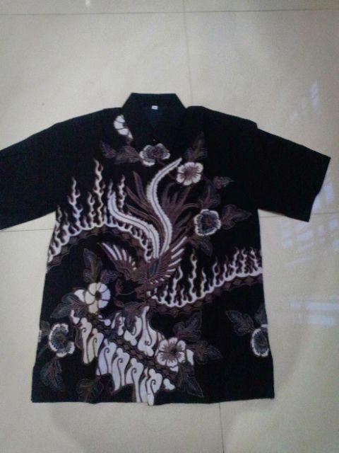 Kemeja Batik Pria Lapis Furing Buwana Hitam Katun Primisima Batik Solo Batik Coklat Brown