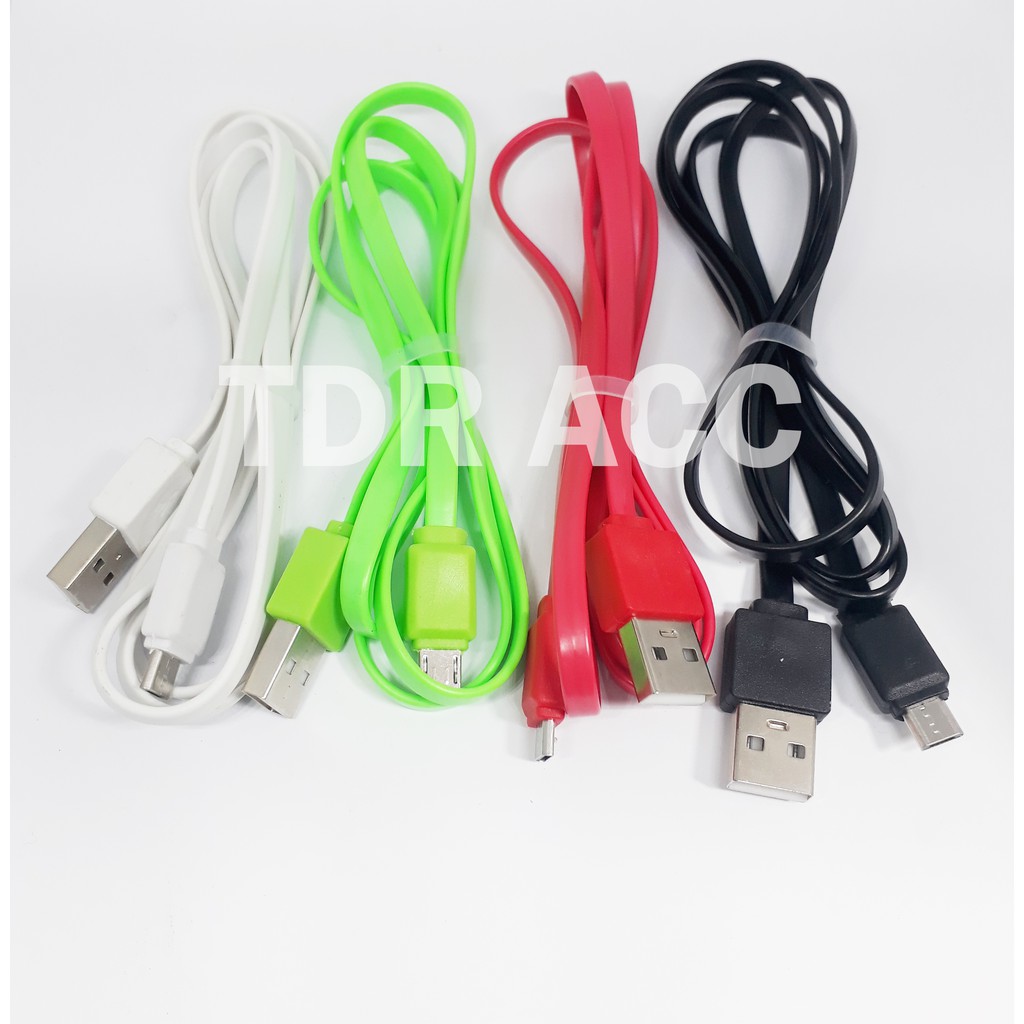 KABEL DATA - KABEL CHARGER - USB MICRO/V8 MACARON WARNA WARNI MODEL GEPENG 1 TOPLES ISI 50 REAL 1A